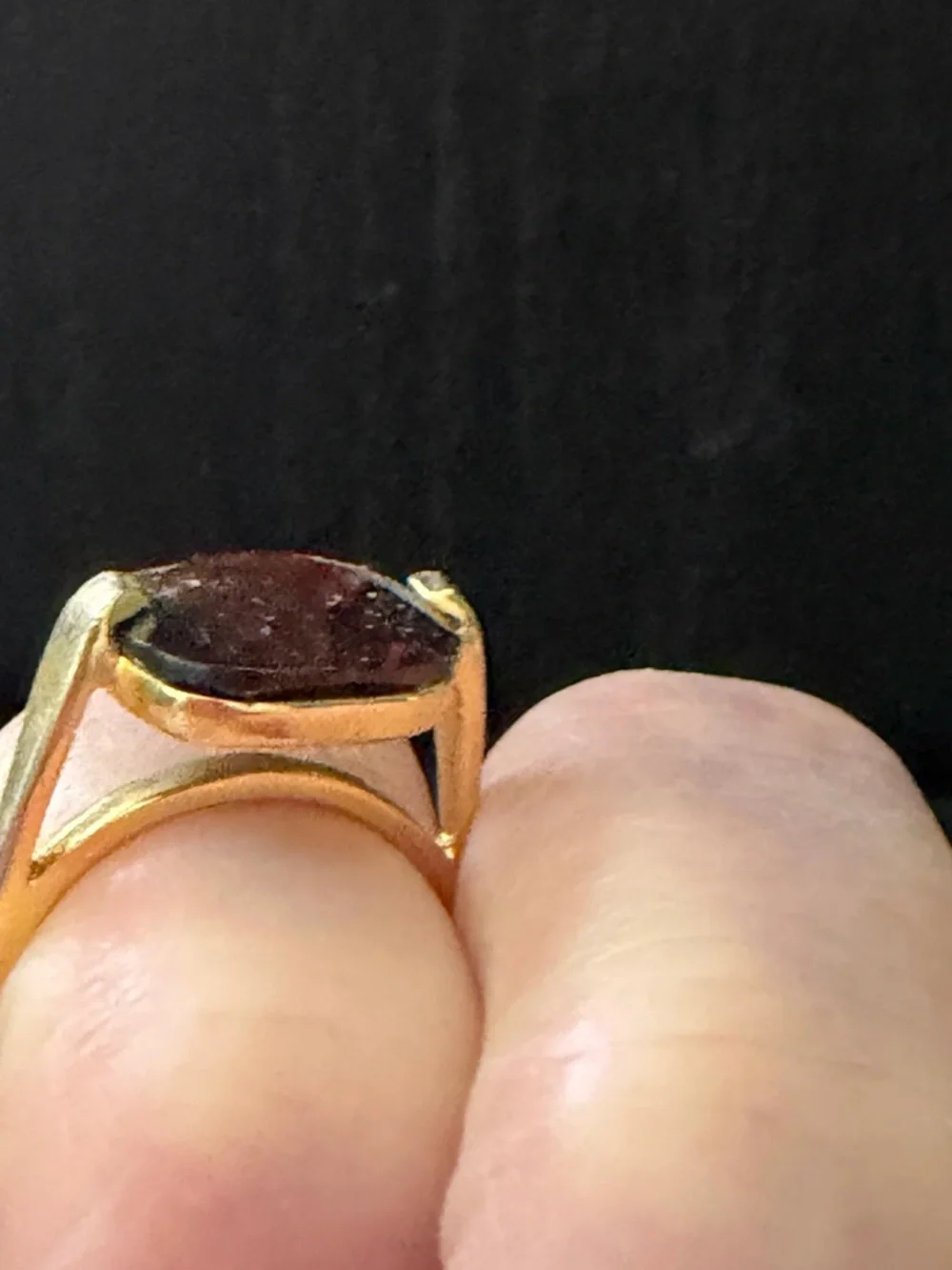 Gold and silver tone Ring with Smoky Brown Gemstone fashion - Picture 2 of 4